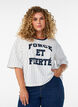 Boxy T-shirt med striber og statement-print, Hvid, Model image number 0