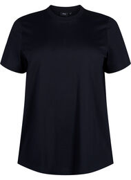Basis t-shirt i bomuld med rund hals, Sort