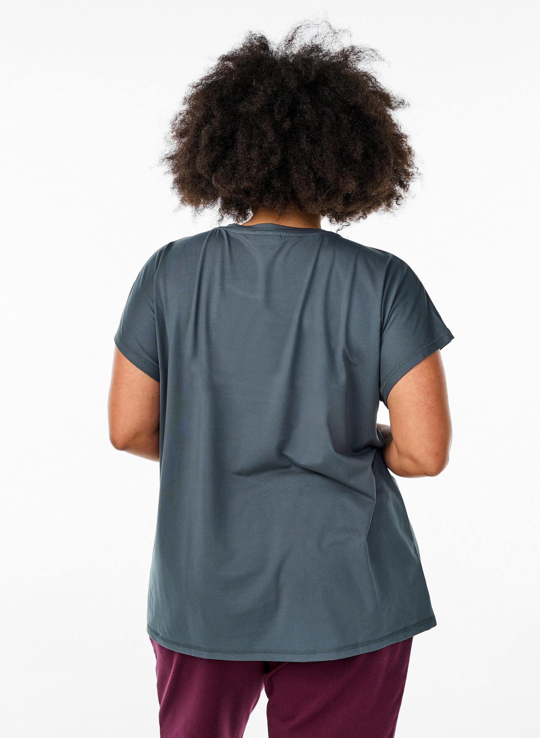 ZizziEnsfarvet tr&aelig;nings t-shirt, Gr&oslash;n, Model image number 2