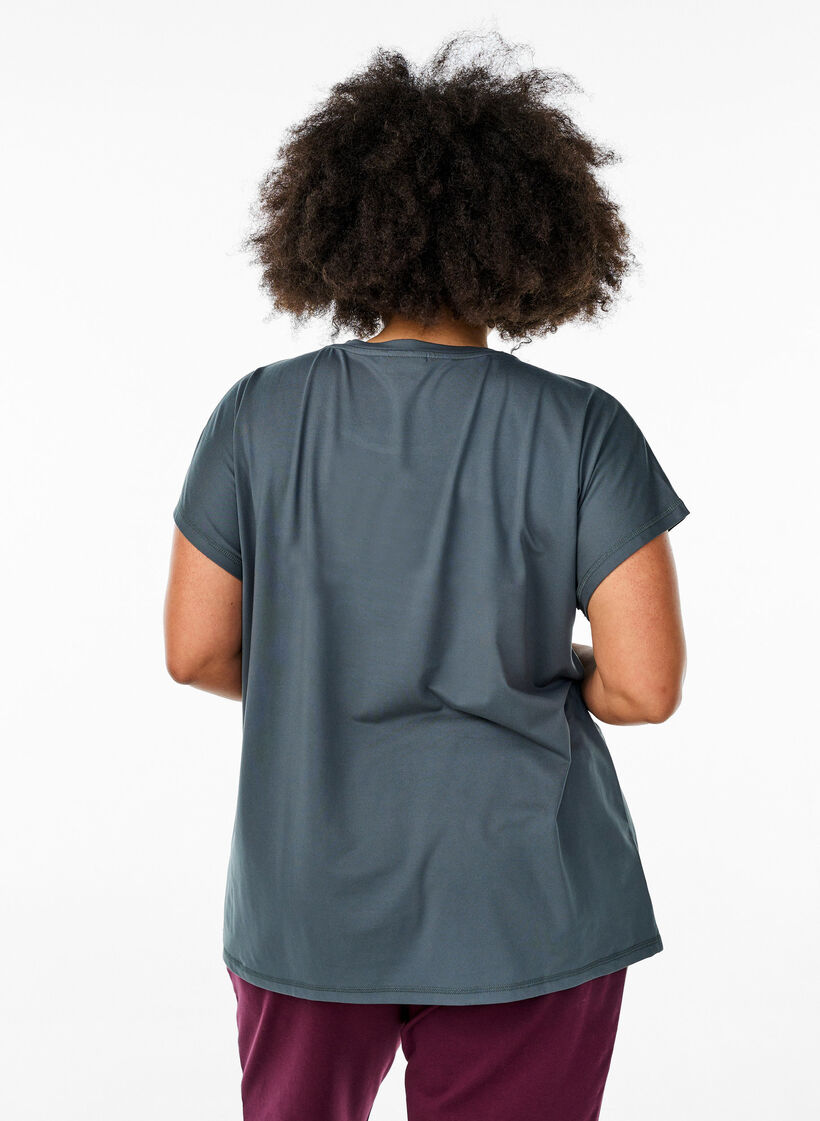 Ensfarvet tr&aelig;nings t-shirt, Gr&oslash;n, Model image number 2