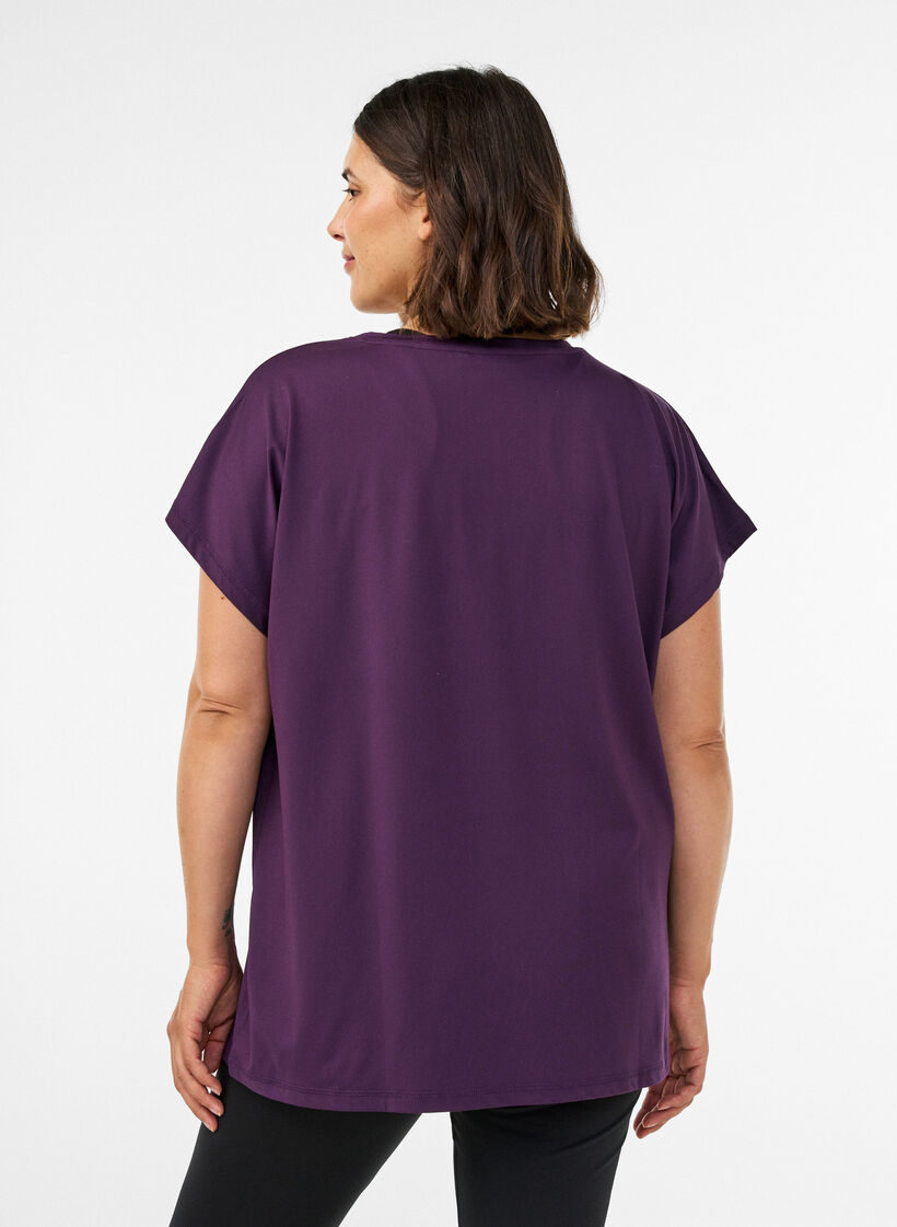 Ensfarvet tr&aelig;nings t-shirt, Lilla, Model image number 2