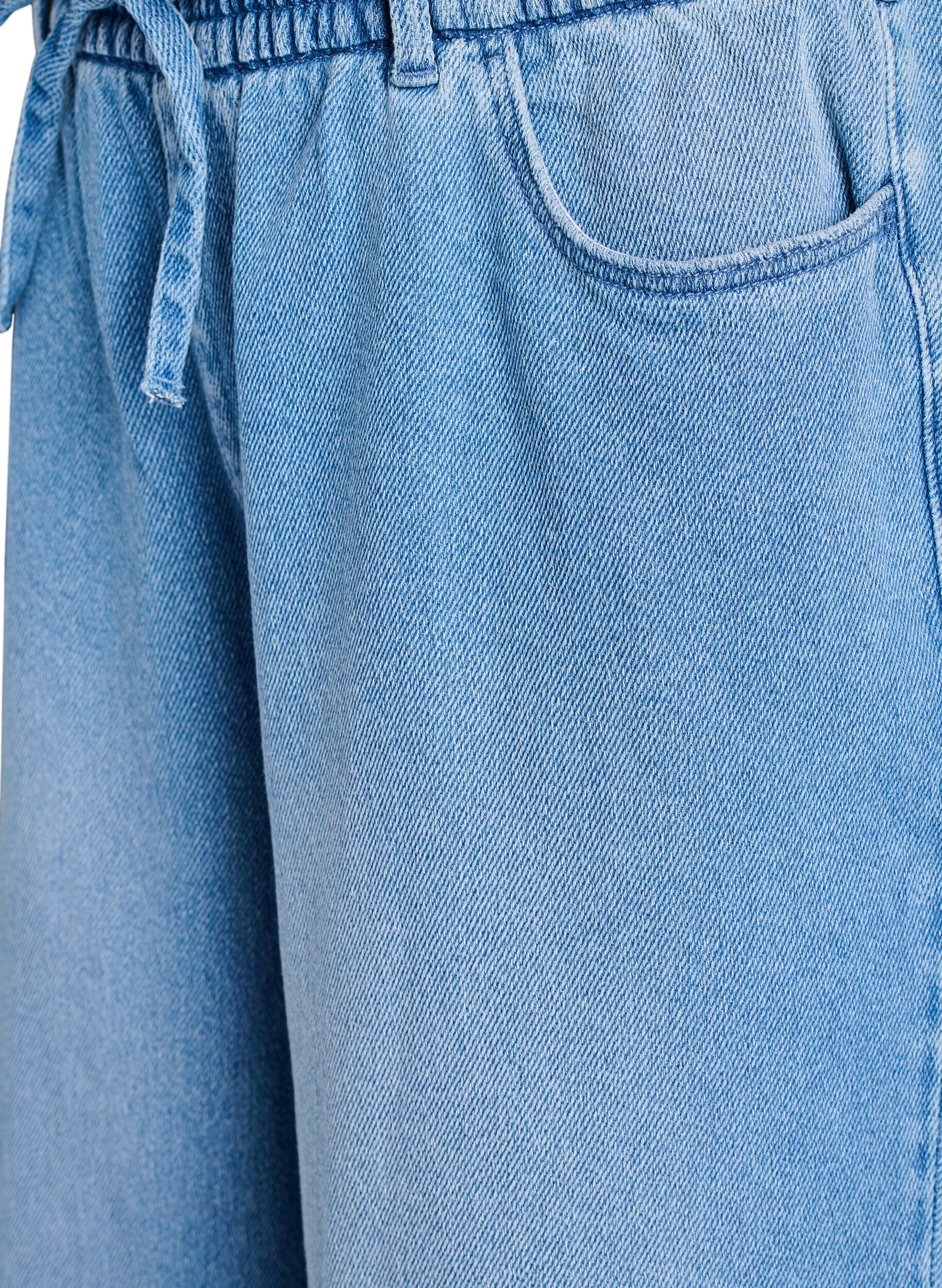 ZizziLoose fit jeans med elastisk talje og bindeb&aring;nd, Bl&aring;, Packshot image number 2