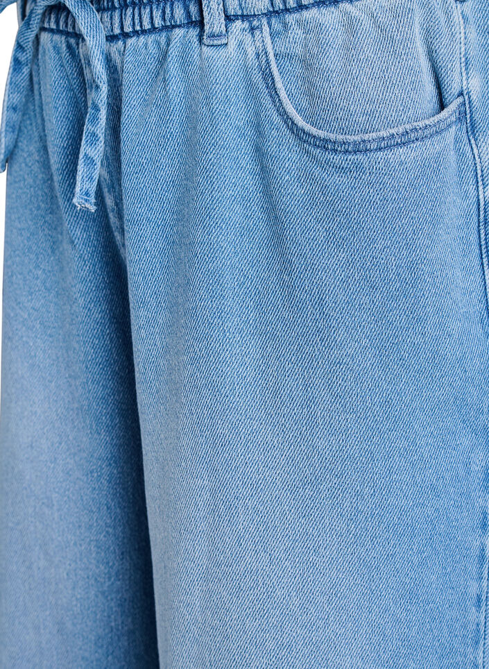 Loose fit jeans med elastisk talje og bindeb&aring;nd, Bl&aring;, Packshot image number 2