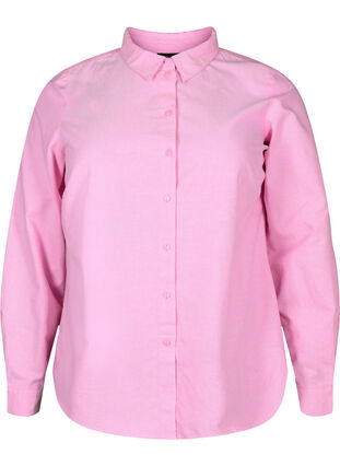 Langærmet skjorte i bomuld, Pink Frosting, Packshot image number 0