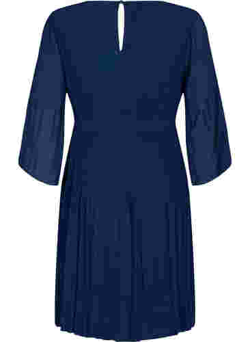 Plissé kjole med bindebånd, Navy Blazer, Packshot image number 1
