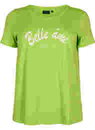 Bomulds t-shirt med tryk, Lime Green w. Bella