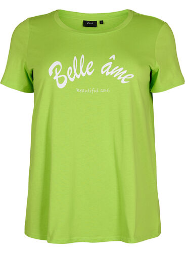 Bomulds t-shirt med tryk, Lime Green w. Bella, Packshot image number 0