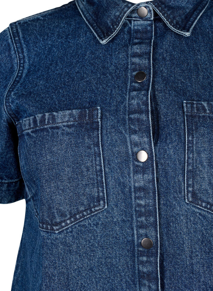 Lang denimskjorte med korte ærmer, Blue Denim, Packshot image number 2
