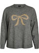 Strikbluse med glittersl&oslash;jfe, Gr&aring;, Packshot image number 0