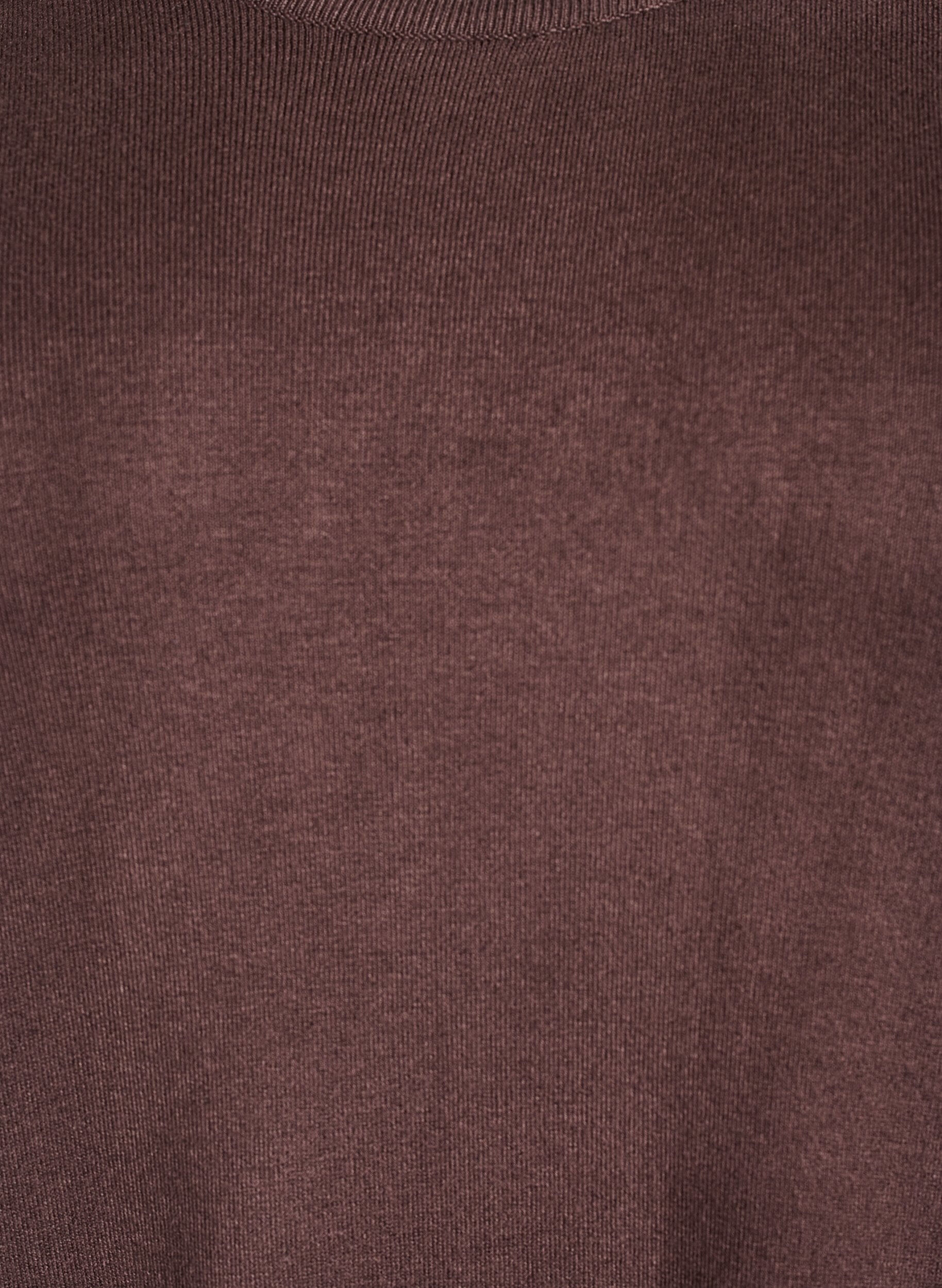 Zizzi Kn&aelig;lang strikkjole med korte &aelig;rmer, Brun, Packshot image number 2