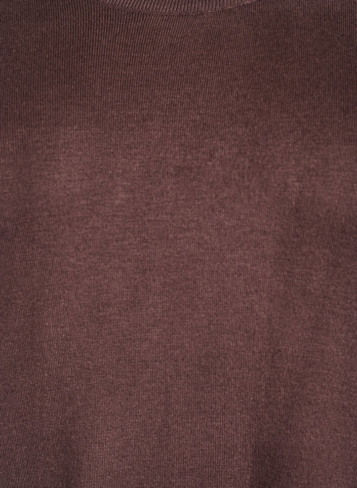 Knælang strikkjole med korte ærmer, Brun, Packshot image number 2