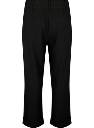 Højtaljede bukser med opsmøg, Black, Packshot image number 1