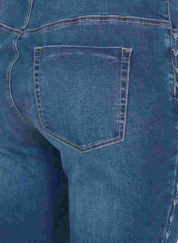 Nille jeans med høj talje og broderi, Blue denim, Packshot image number 3
