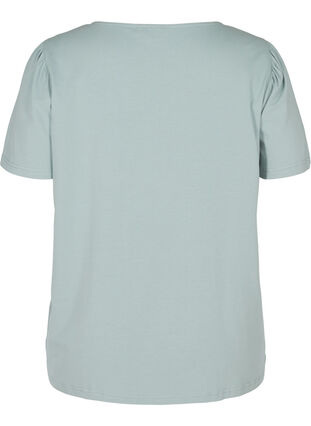 Kortærmet t-shirt med blondedetaljer, Silver Blue, Packshot image number 1