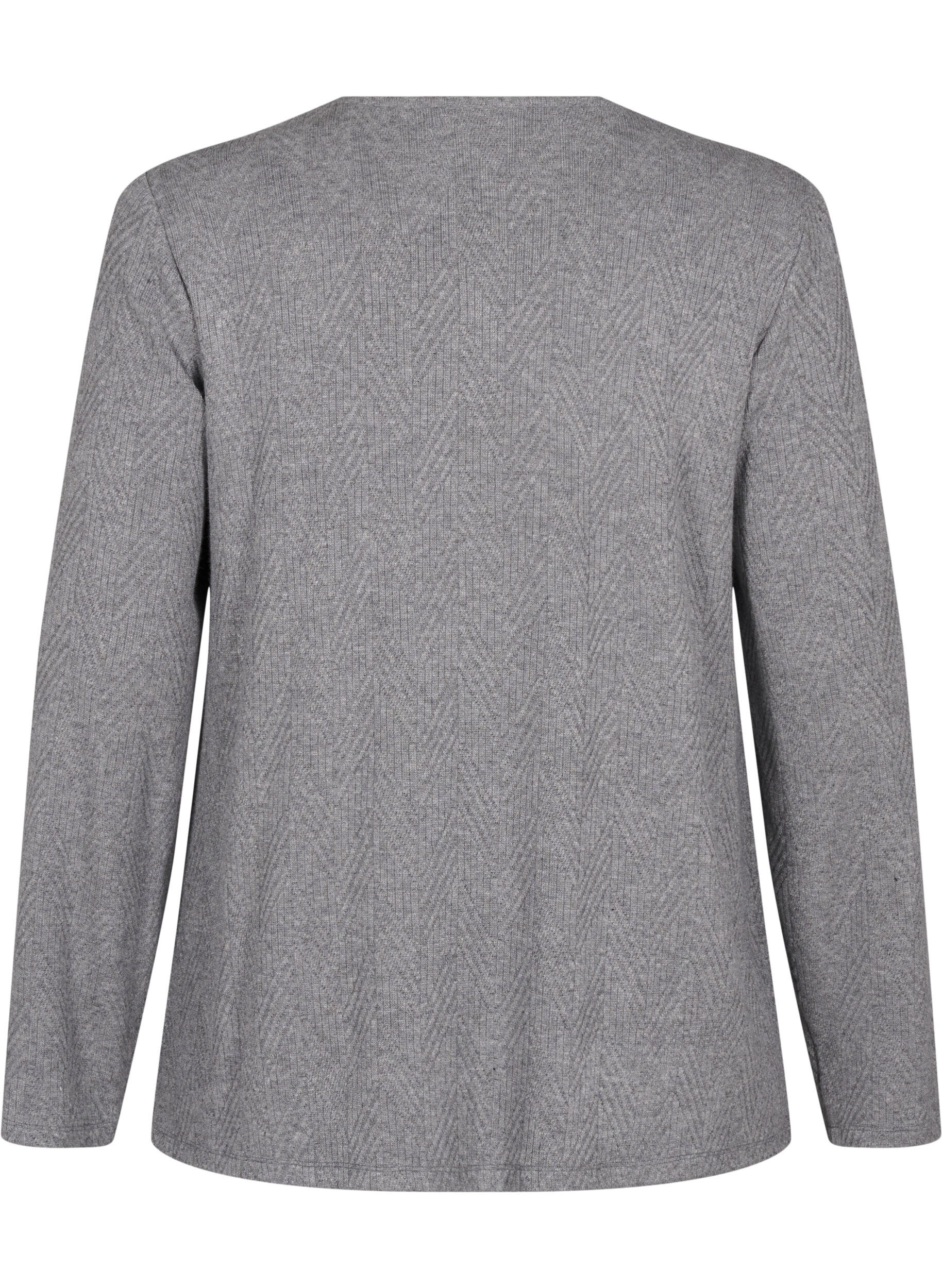 Zizzi Lang&aelig;rmet bluse med m&oslash;nster, Gr&aring;, Packshot image number 1