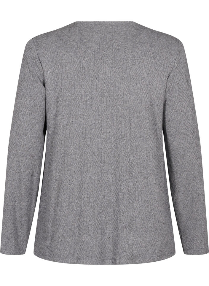 Langærmet bluse med mønster, Grå, Packshot image number 1