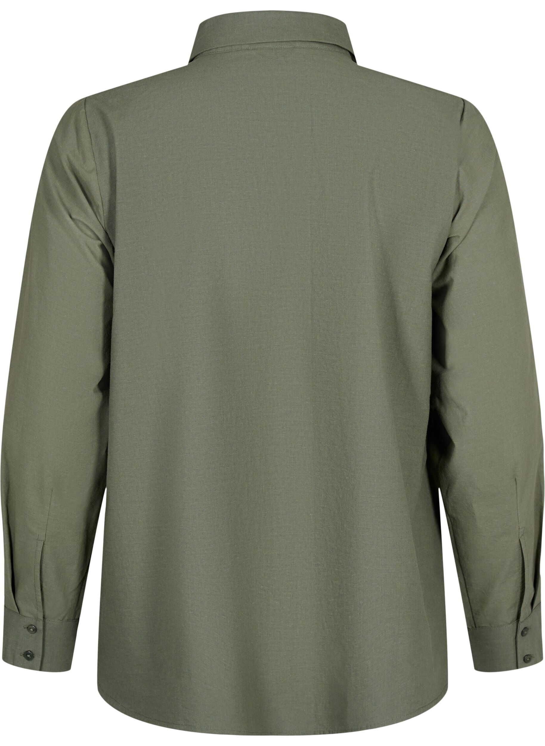 Zizzi Skjorte i bomuld med broderi anglaise, Thyme, Packshot image number 1