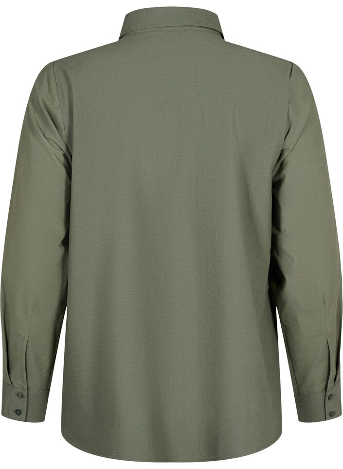 Skjorte i bomuld med broderi anglaise, Thyme, Packshot image number 1