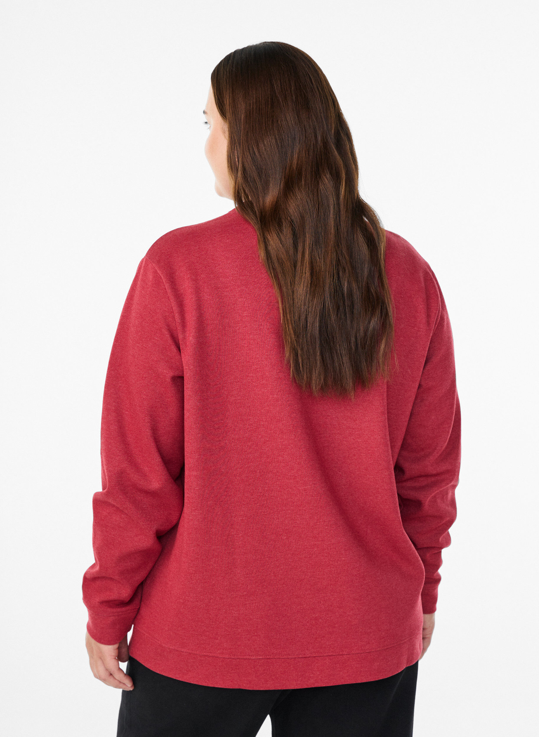 ZizziSweatshirt med rund hals, R&oslash;d, Model image number 2