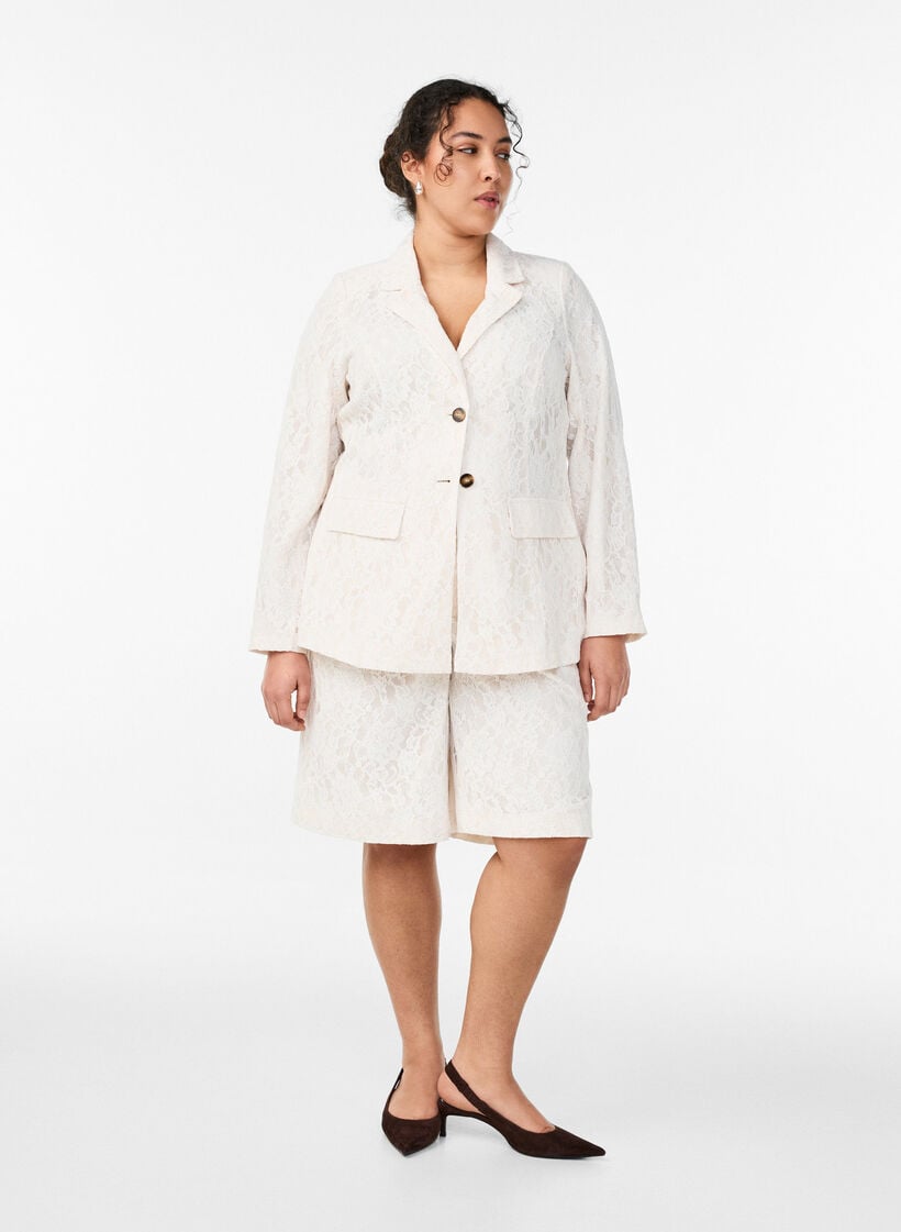 Bermudashorts i blonde med h&oslash;j talje, Vanilla, Model image number 0