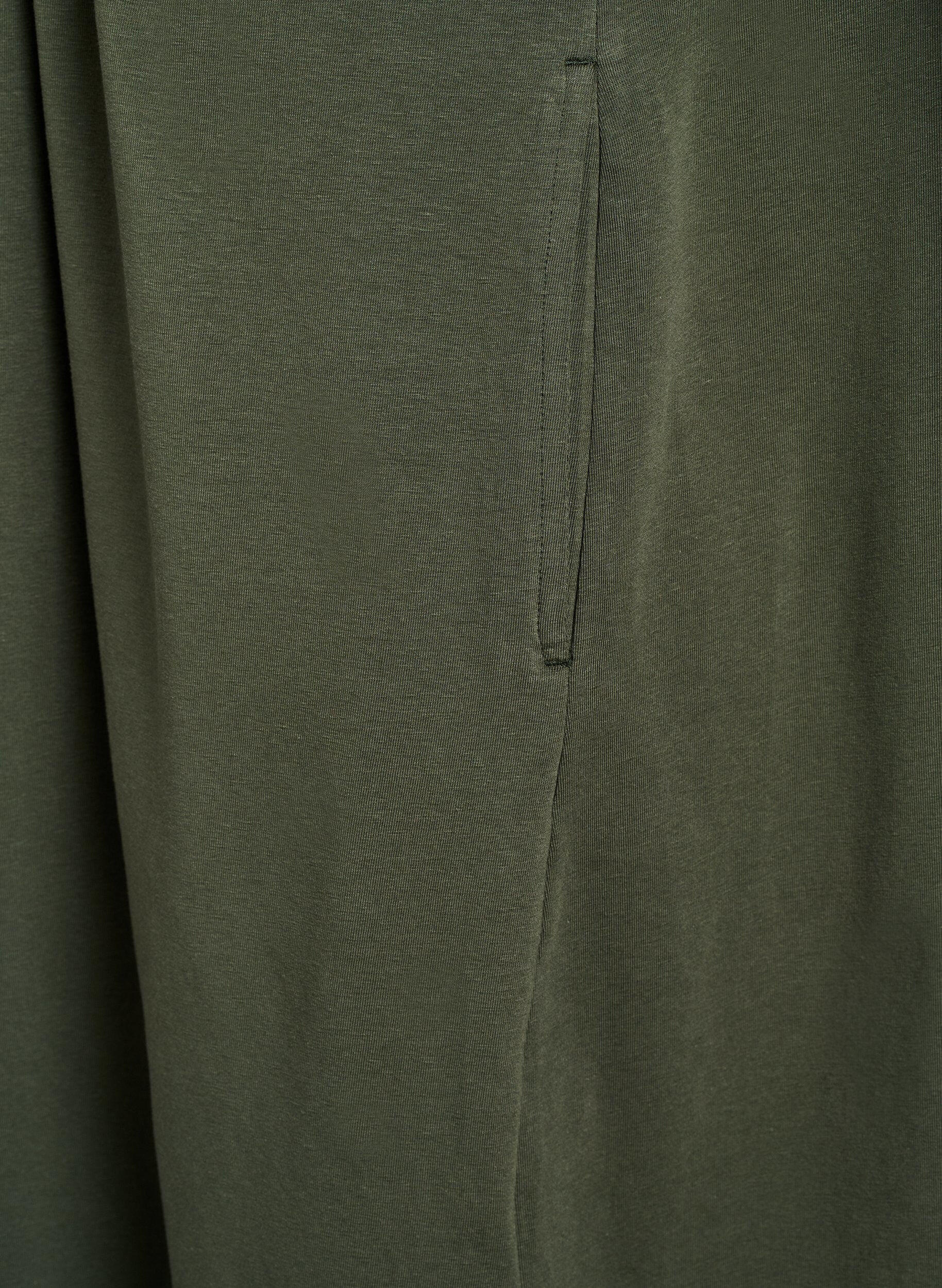 Zizzi Midikjole i bomuld med korte &aelig;rmer, Gr&oslash;n, Packshot image number 4