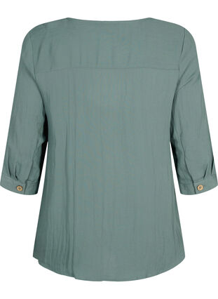 Viskose bluse med knapper og v-hals, Balsam Green, Packshot image number 1