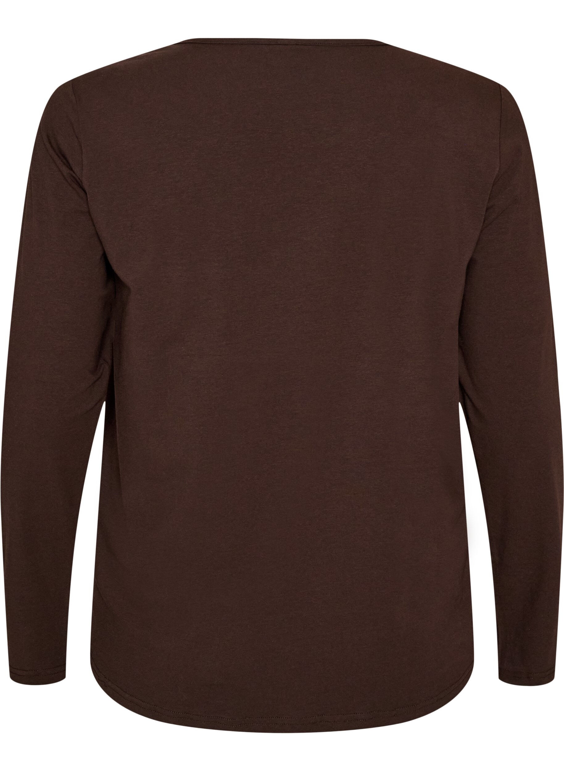 ZizziNatbluse i bomuld med hjerteprint, Brun, Packshot image number 1