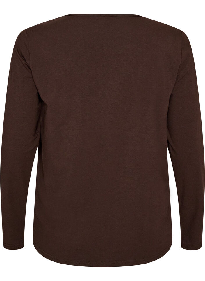 Natbluse i bomuld med hjerteprint, Brun, Packshot image number 1