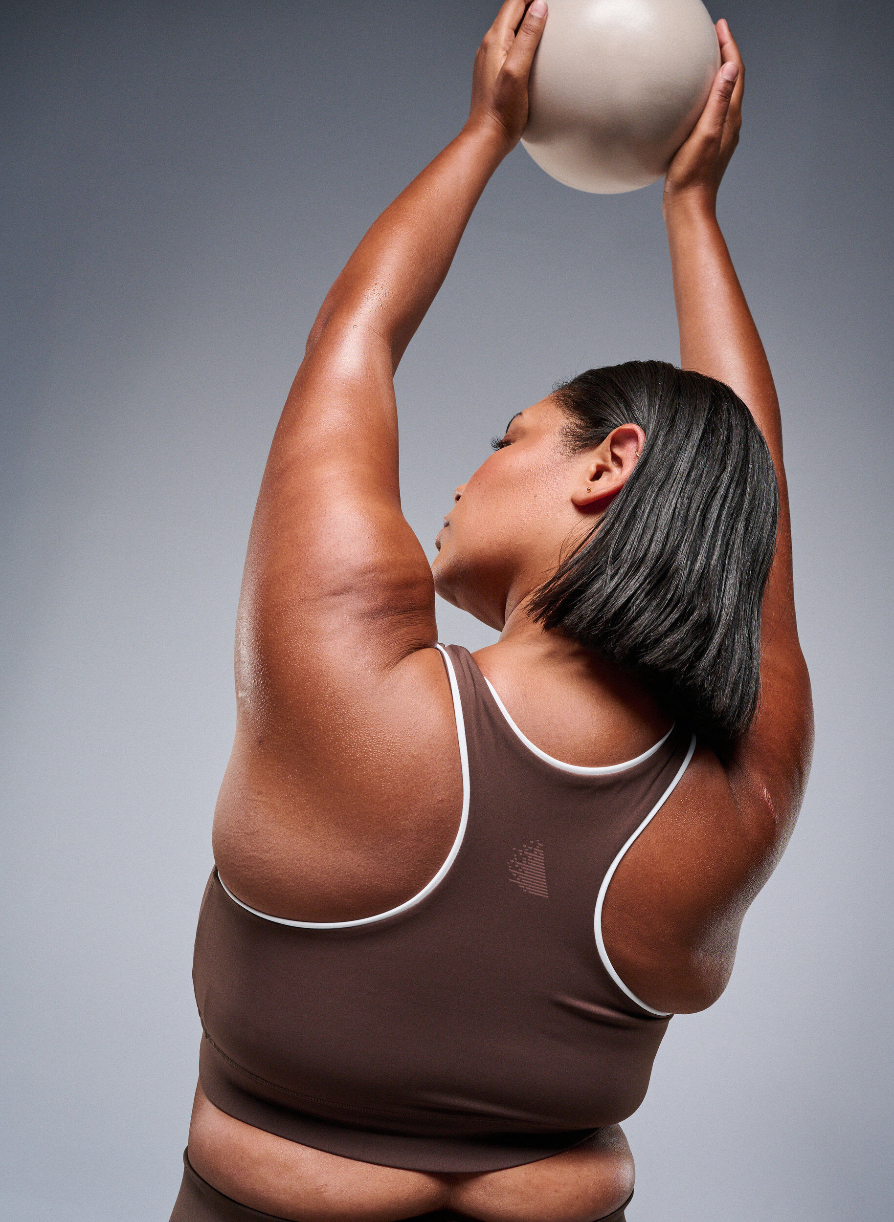 Zizzi Racerback sports bh med kontrast-piping, Brun, Image image number 0