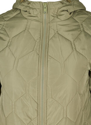 Quiltet jakke med hætte og store lommer, Vetiver, Packshot image number 2