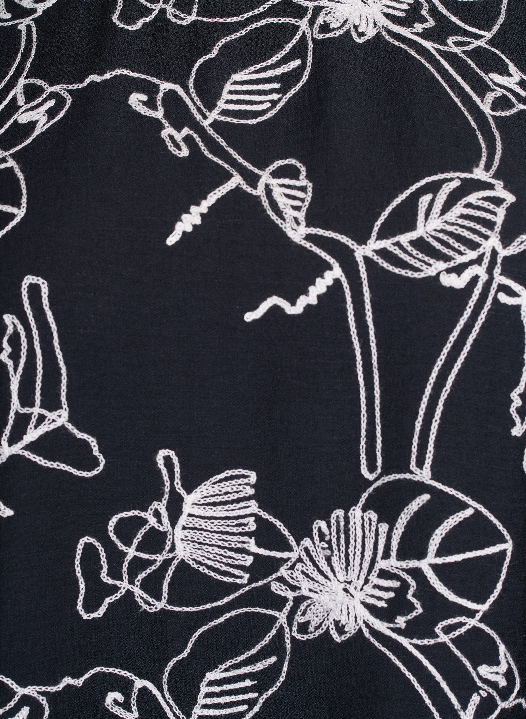ZizziKort&aelig;rmet bluse med broderet m&oslash;nster, Sort, Packshot image number 2