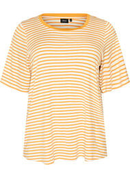 T-shirt med TENCEL&trade; Lyocell og striber , Gul
