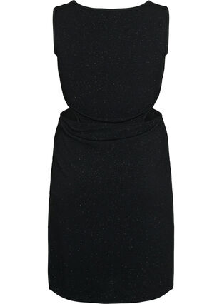 Ærmeløs kjole med udskåret parti, Black, Packshot image number 1