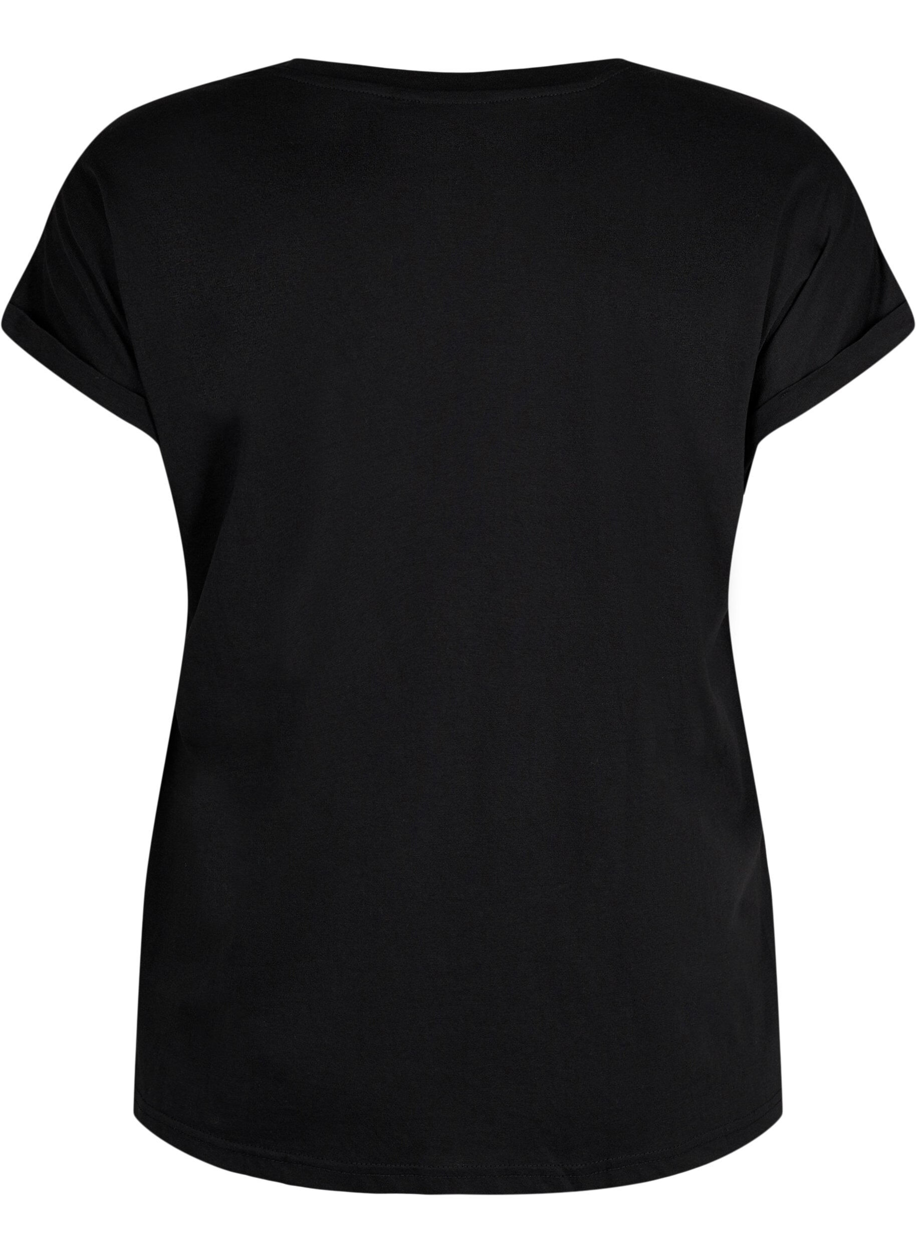 ZizziKort&aelig;rmet t-shirt i bomuldsblanding, Sort, Packshot image number 1