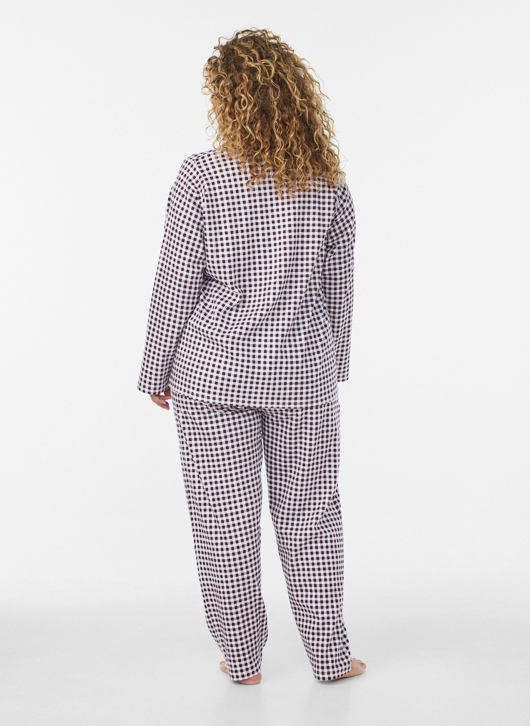 ZizziBomulds pyjamas-skjorte med brystlomme, R&oslash;d, Model image number 2