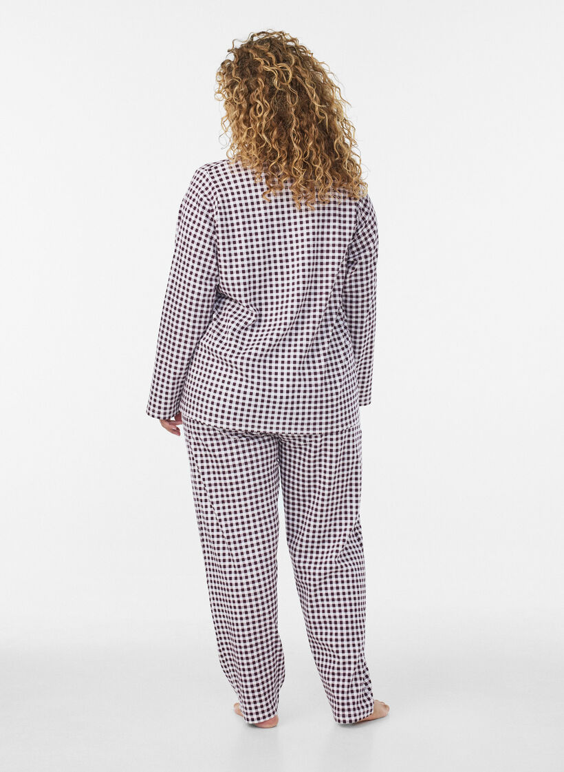 Bomulds pyjamas-skjorte med brystlomme, R&oslash;d, Model image number 2