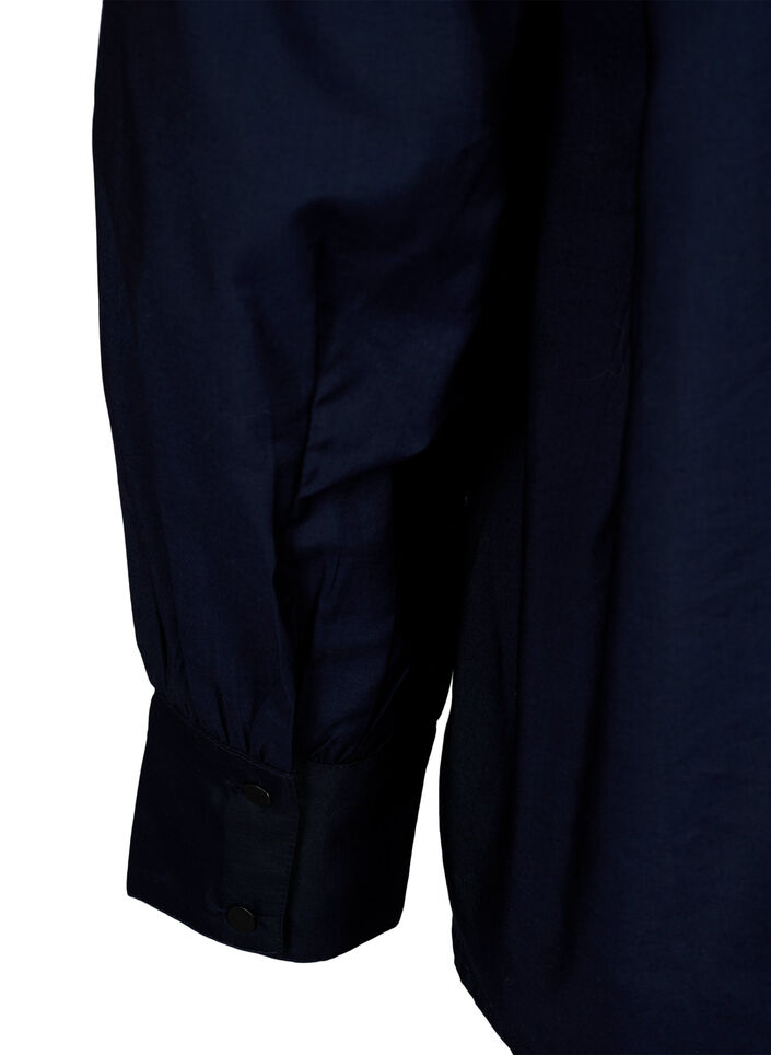 Skjortebluse i viskose med flæser, Sky Captain, Packshot image number 3