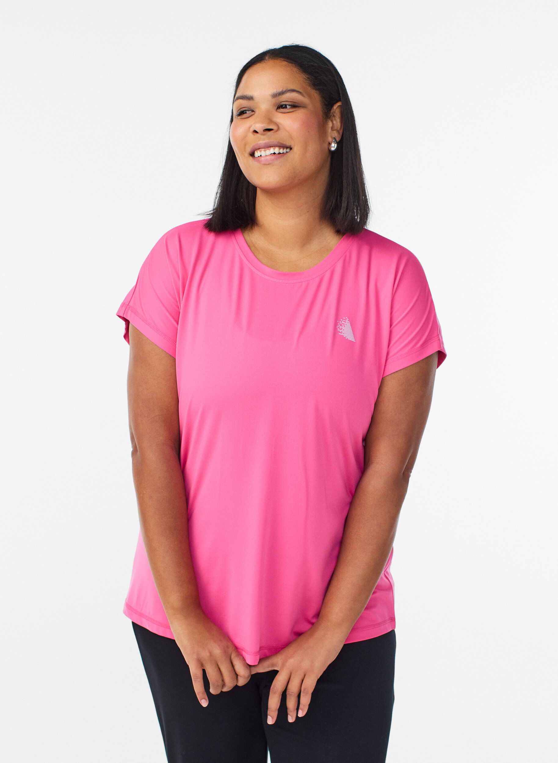 Ensfarvet tr&aelig;nings t-shirt, Lyser&oslash;d, Model