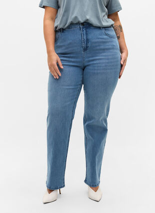 Megan jeans med ekstra høj talje, Light blue, Model image number 2