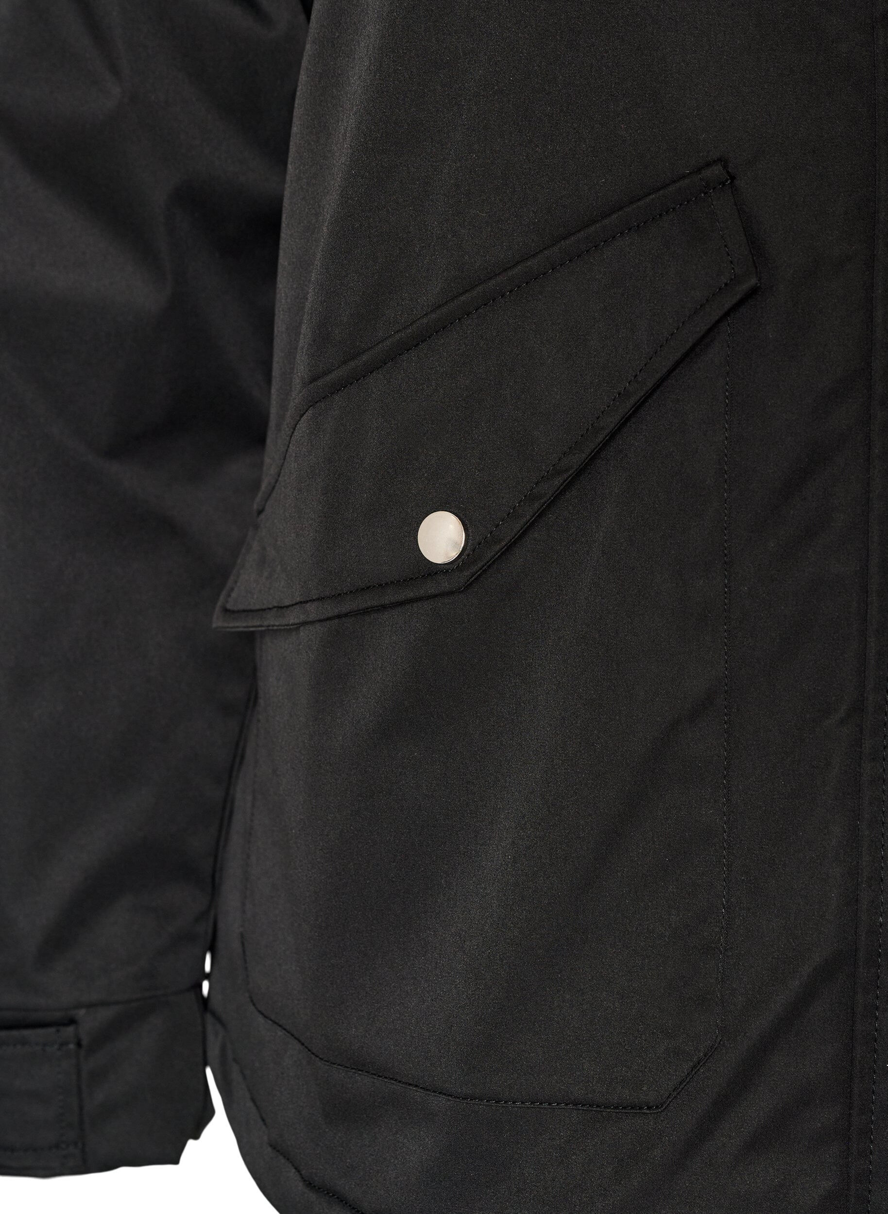 ZizziVatteret parka med aftagelig h&aelig;tte, Sort, Packshot image number 3