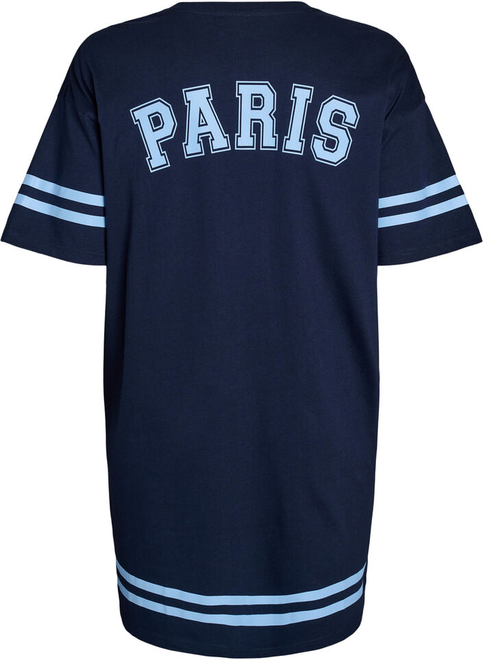Kort t-shirtkjole med sporty detaljer, Bl&aring;, Packshot image number 1