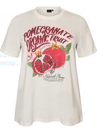 Bomulds T-shirt med print, Hvid