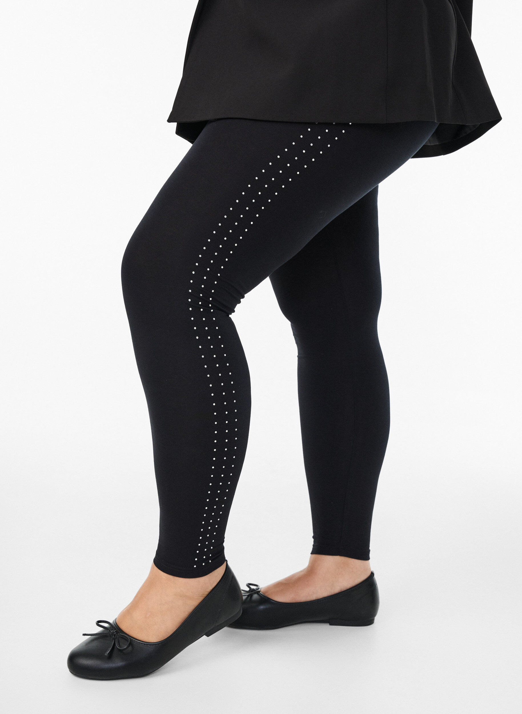 Leggings med rhinsten-detalje, Sort, Model