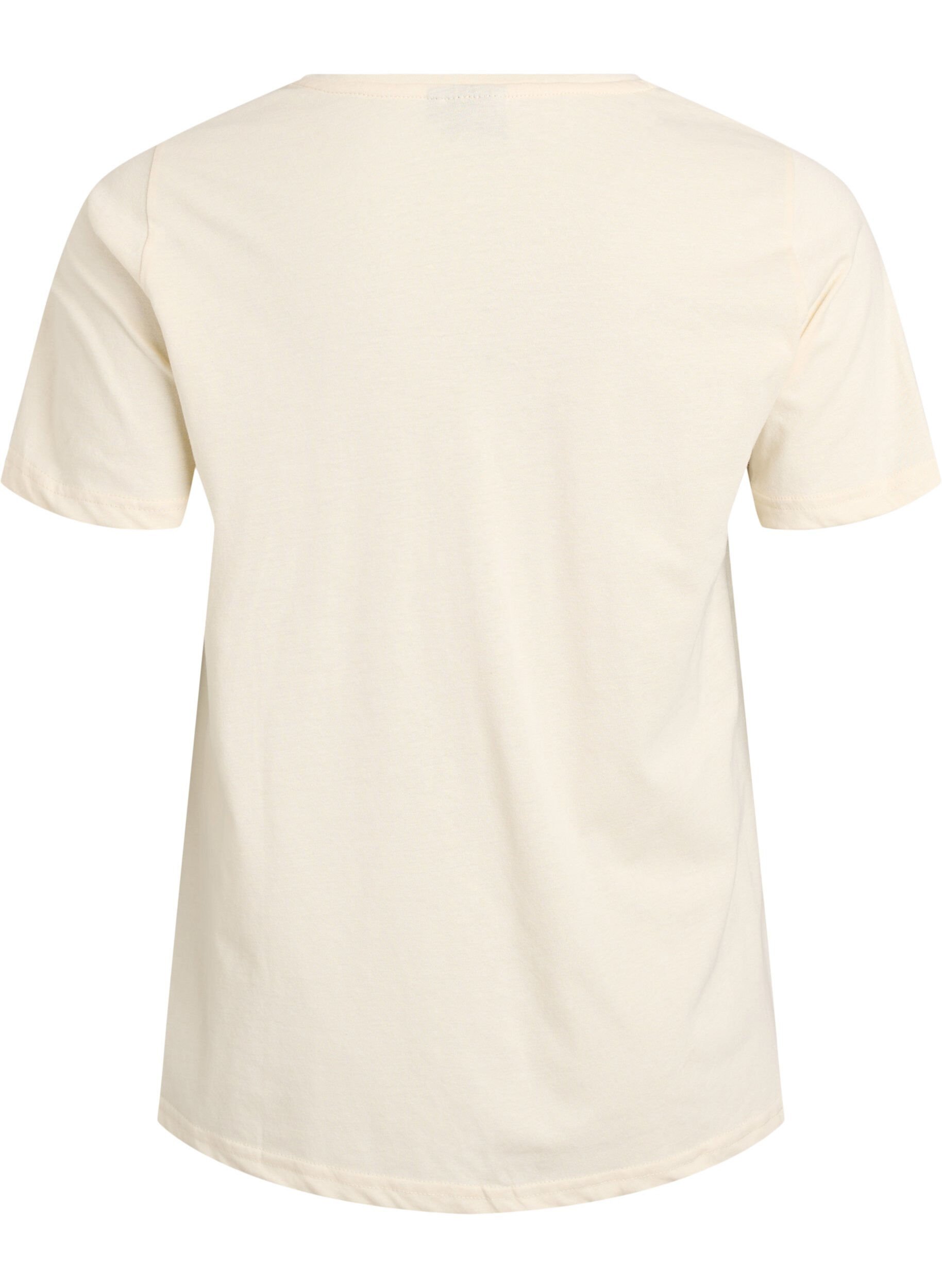 Zizzi T-shirt med motiv, Vanilla, Packshot image number 1