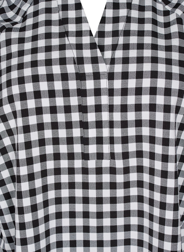 Ternet tunika med V-hals, Black/W. Gingham, Packshot image number 2