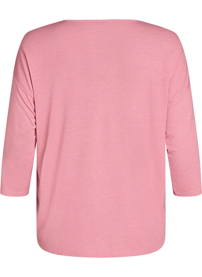 Jerseybluse med 3/4 &aelig;rmer, Lyser&oslash;d, Packshot image number 1