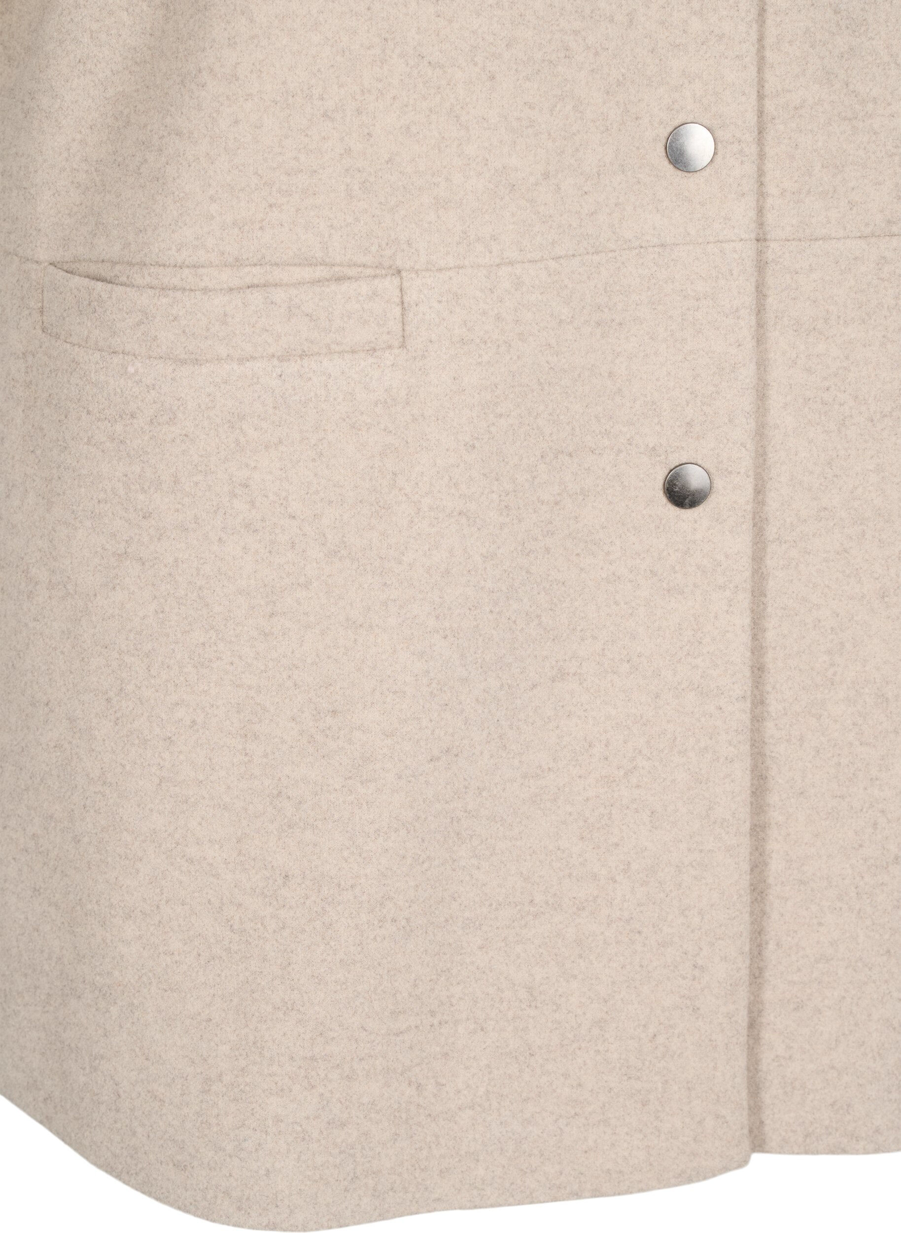 Zizzi Kappe jakke i uld-look med korte &aelig;rmer, Simply Taupe Mel., Packshot image number 3