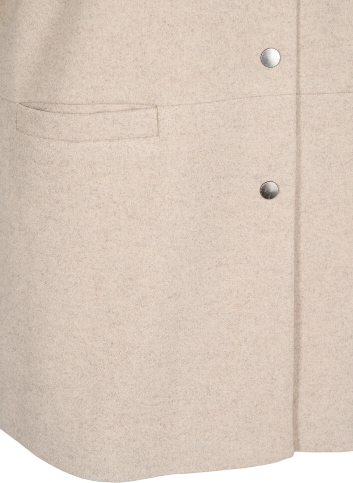 Kappe jakke i uld-look med korte ærmer, Simply Taupe Mel., Packshot image number 3