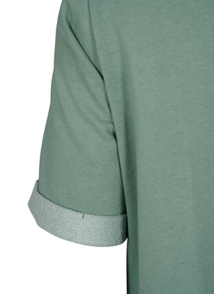 Kortærmet sweatkjole med lommer, Chinois Green, Packshot image number 3