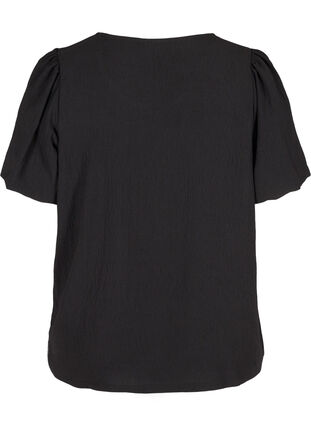 Bluse med korte pufærmer, Black, Packshot image number 1